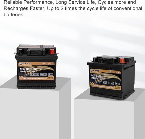 Weize Platinum AGM Battery BCI Group 49-12v 95ah H8 الحجم 49 بطارية السيارة، 160RC، 900CCA، ضمان 36 شهرًا in Kuwait