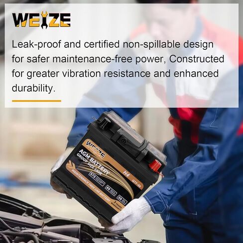 Weize Platinum AGM Battery BCI Group 49-12v 95ah H8 الحجم 49 بطارية السيارة، 160RC، 900CCA، ضمان 36 شهرًا in Kuwait