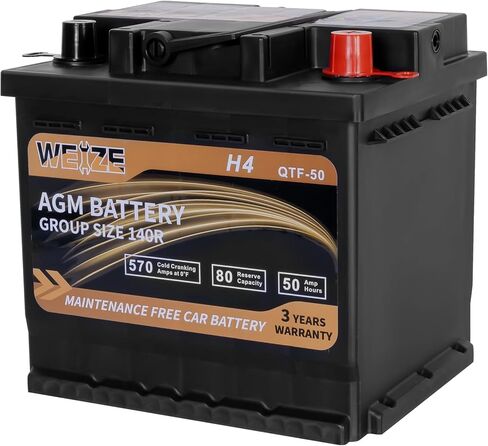 Weize Platinum AGM Battery BCI Group 49-12v 95ah H8 الحجم 49 بطارية السيارة، 160RC، 900CCA، ضمان 36 شهرًا in Kuwait