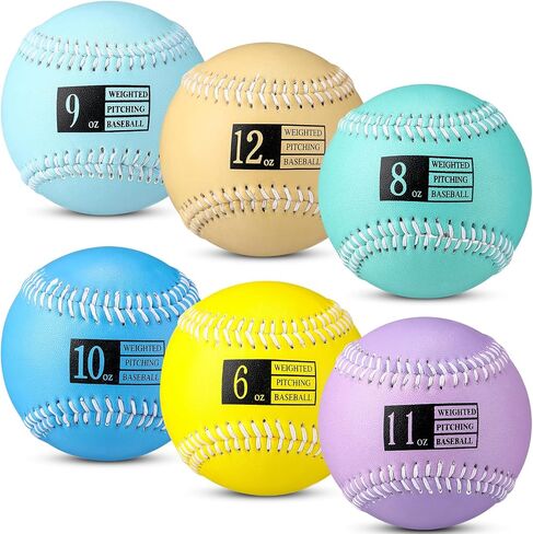 Soulchen 6 Pack Weighted Softball 9 Inch Training Softballs Weighted Balls for Strength & Velocity Training (6oz, 8oz, 9oz, 10oz, 11oz, 12oz) in Saudi Arabia