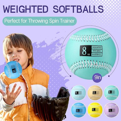 Soulchen 6 Pack Weighted Softball 9 Inch Training Softballs Weighted Balls for Strength & Velocity Training (6oz, 8oz, 9oz, 10oz, 11oz, 12oz) in Saudi Arabia