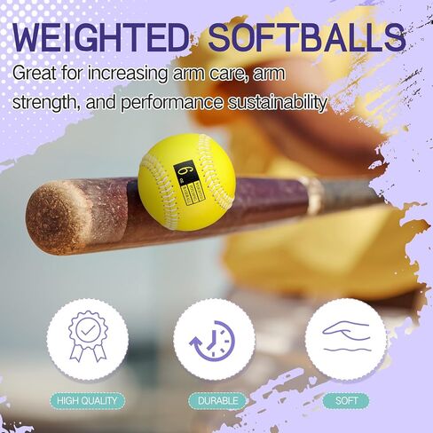Soulchen 6 Pack Weighted Softball 9 Inch Training Softballs Weighted Balls for Strength & Velocity Training (6oz, 8oz, 9oz, 10oz, 11oz, 12oz) in Saudi Arabia