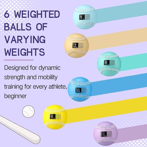 Soulchen 6 Pack Weighted Softball 9 Inch Training Softballs Weighted Balls for Strength & Velocity Training (6oz, 8oz, 9oz, 10oz, 11oz, 12oz) in Saudi Arabia