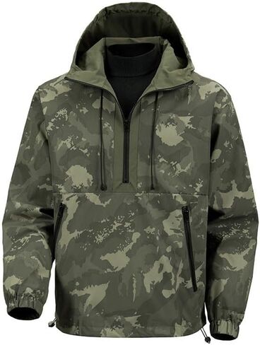 Mens Camouflage Tactical Anorak Jacket Waterproof Windbreaker Pullover Hoodie Outdoor Hiking Hunting Military Coat in Saudi Arabia