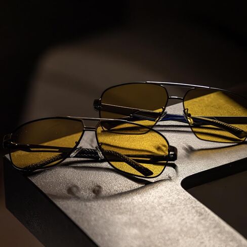 Aviator Night Vision Glasses for Men Driving Cool Metal Frame Ultra Light in Saudi Arabia