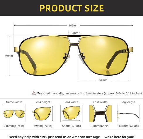 Aviator Night Vision Glasses for Men Driving Cool Metal Frame Ultra Light in Saudi Arabia