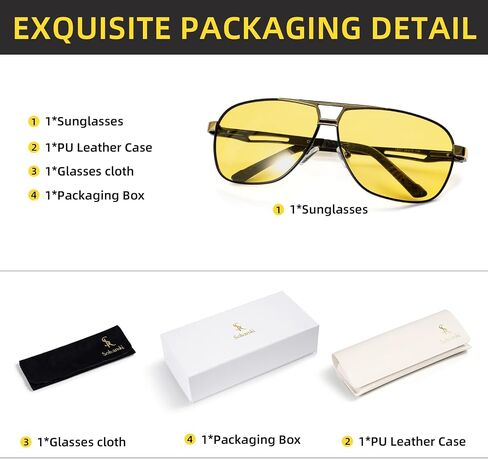 Aviator Night Vision Glasses for Men Driving Cool Metal Frame Ultra Light in Saudi Arabia
