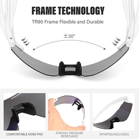 Polarized Sports Sunglasses for Men Women, UV Protection, Lightweight Goggles for Driving Fishing Cycling Running in Saudi Arabia