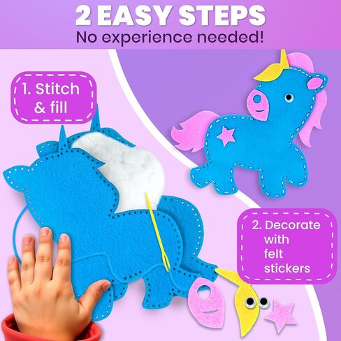 Quokka Kids Crafts Ages 4-8 ، DIY Beginner Needle and Thread Kit - 12 Wild Dinosaurs Kit Basic - Fun Arts Crafts for Kids Vens in Kuwait