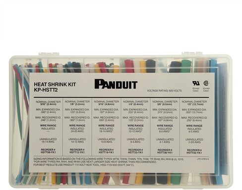 Panduit KP-HSTT2 Cross Linked Polyolefin Heat Shrink Kit, Multi Color in Saudi Arabia