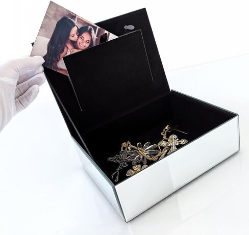QMDECOR Luxury Silver Crushed Diamond Glass Mirrored Jewelry Box Organizer Storage Jewelry Box For Women in Kuwait