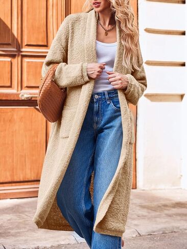Saodimallsu Womens Open Front Long Cardigan Sweaters Oversized Chunky Fuzzy Lapel Fall 2024 Trendy Duster Sweater Coats in Kuwait