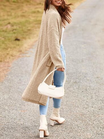 Saodimallsu Womens Open Front Long Cardigan Sweaters Oversized Chunky Fuzzy Lapel Fall 2024 Trendy Duster Sweater Coats in Kuwait