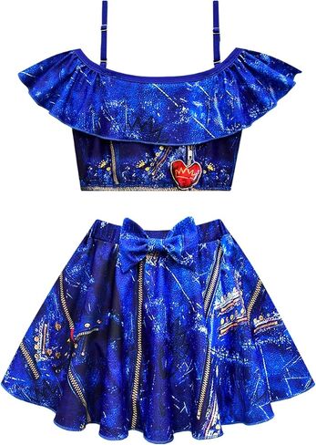 VARWANEO أحفاد ثوب السباحة للفتيات، الأميرة لطيف 2 قطعة ملابس السباحة الكرتون المطبوعة مجموعات بيكيني اللون -1،8-9 سنوات in Kuwait