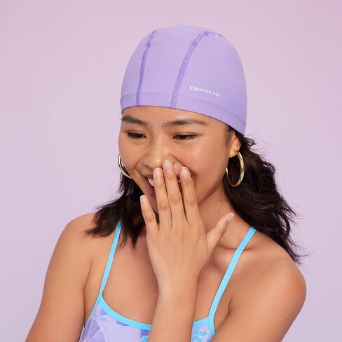 WATERTIME Fabric Swim Cap for Adult Women Men, Silicone Waterproof Layer, Cloth Swim Cap Gifts for Swimmers, Lightweight and Comfortable, Perfect for Pool, Beach, Lap Swimming in Saudi Arabia