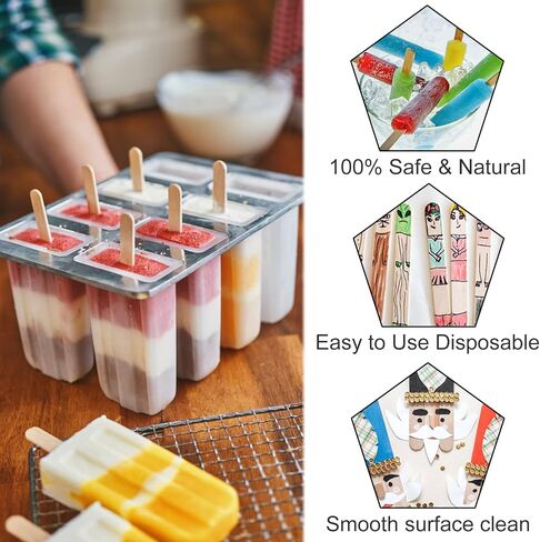 WISYOK 2000 Pcs Wooden Popsicle Sticks for Crafts, 4.5 Inch Wooden Craft Sticks, Lollipop Sticks, Treat Sticks Ice Cream Sticks for Creative Designs or DIY Craft, Home Art Projects in Saudi Arabia