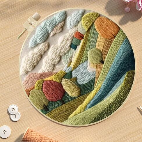 Hzkokon 2 Pack Embroidery Kit for Beginners Adults Cross Stitch Kits Hand Embroidery Kit Includes Stamped Flower Pattern, Hoop, Color Threads,Tools & Follow Instruction in Saudi Arabia
