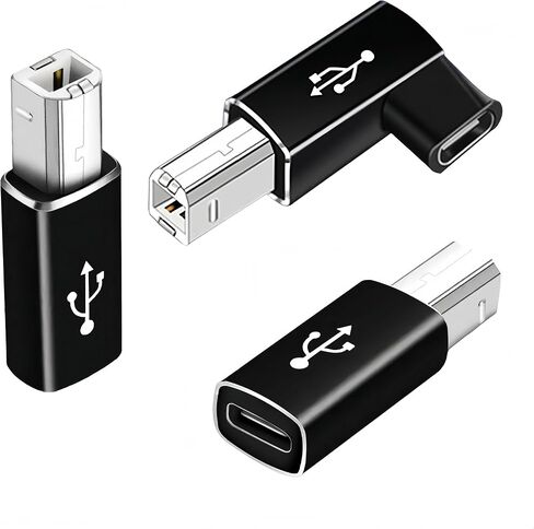 3 عبوات من محول USB B إلى USB C، محول USB C إلى USB B 90 درجة متوافق مع الطابعات، Chromebook Pixel، البيانو الكهربائي، أجهزة المزج والأجهزة ذات منفذ MIDI., أسود in Kuwait