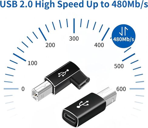 3 عبوات من محول USB B إلى USB C، محول USB C إلى USB B 90 درجة متوافق مع الطابعات، Chromebook Pixel، البيانو الكهربائي، أجهزة المزج والأجهزة ذات منفذ MIDI., أسود in Kuwait