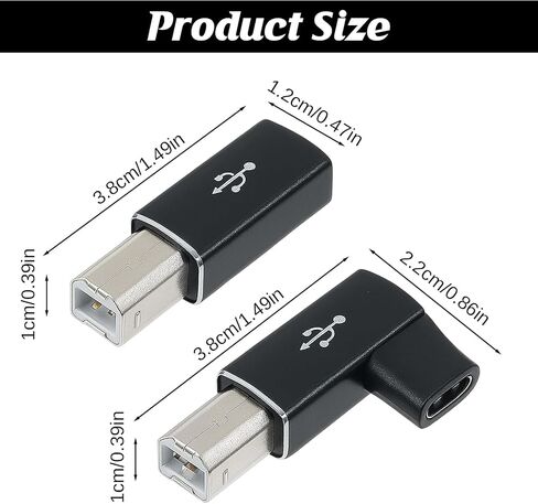 3 عبوات من محول USB B إلى USB C، محول USB C إلى USB B 90 درجة متوافق مع الطابعات، Chromebook Pixel، البيانو الكهربائي، أجهزة المزج والأجهزة ذات منفذ MIDI., أسود in Kuwait