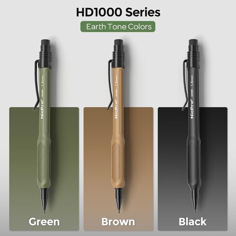 Nicpro 3 PCS 1.3 mm Mechanical Pencil Set with 72 PCS Lead Refill,3 Erasers-HD1000 Carpenter Pencils, Weatherproof Metal Heavy Duty Construction Pencil for Outdoor Marking Drafting Drawing Woodworking in Saudi Arabia