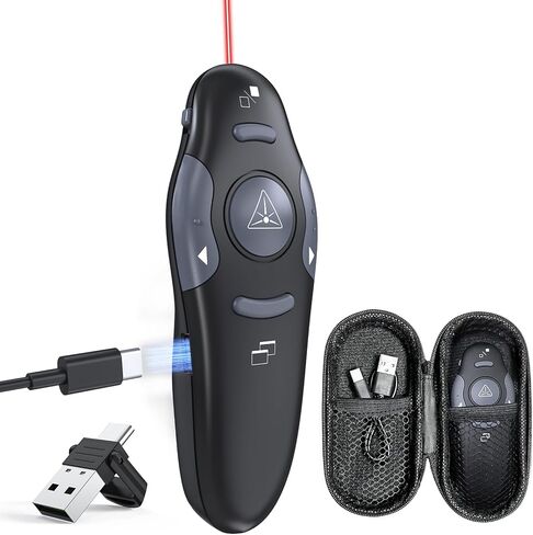 [2 in 1 USB C + Rechargeable] Presentation Clickers, Powerpoint Clicker Wireless Presenter Remote, Presentation Pointer PPT Slideshow Advancer Remote Control Slide USB Clicker for Computer, Mac in Saudi Arabia