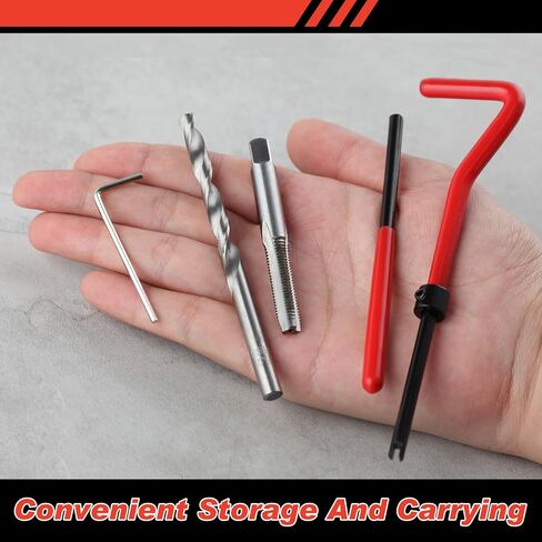 30 Piece M8x1.25 Helicoil Thread Repair Kit, Metric Helicoil Repair Kit with HSS Drill Bits Thread Inserts Taps Breakoff Installation Tools, Portable Rethreading Tool Kit for Auto Repairing in Saudi Arabia