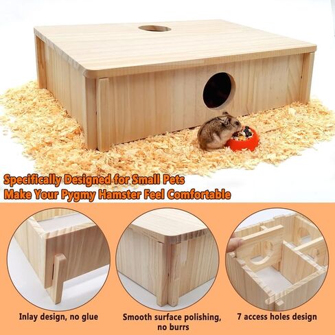 kathson Multi Chamber Hamster Hideout House,Wooden Syrian Hamster Maze House,Small Pets Habitats Decor,6-Room Hideouts & Tunnel Exploring Toys for Dwarf Hamsters,Gerbils,Mice,Lemmings,Mouse in Saudi Arabia
