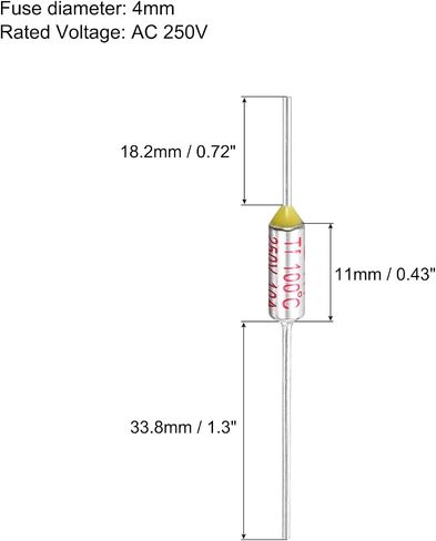 MECCANIXITY 5 قطع من الصمامات الحرارية لدرجة الحرارة المعدنية SF100 100C 212F 10A 250V قطع الصمامات الحرارية مع 10 قطع BN1.25 موصل بعقب طرفي مكشوف in Kuwait