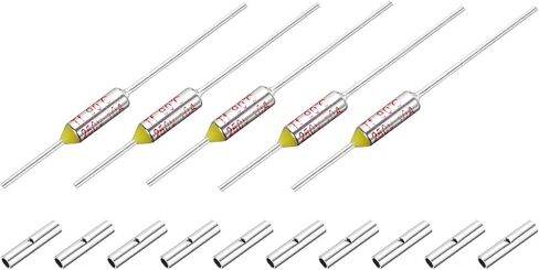 MECCANIXITY 5 قطع من الصمامات الحرارية لدرجة الحرارة المعدنية SF100 100C 212F 10A 250V قطع الصمامات الحرارية مع 10 قطع BN1.25 موصل بعقب طرفي مكشوف in Kuwait