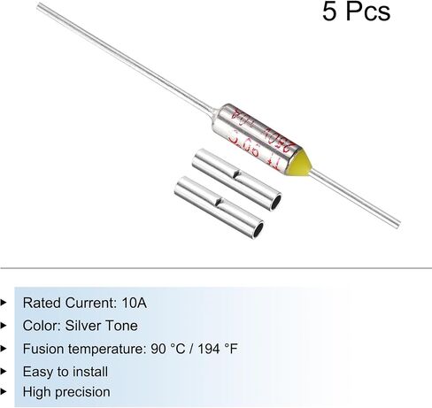 MECCANIXITY 5 قطع من الصمامات الحرارية لدرجة الحرارة المعدنية SF100 100C 212F 10A 250V قطع الصمامات الحرارية مع 10 قطع BN1.25 موصل بعقب طرفي مكشوف in Kuwait