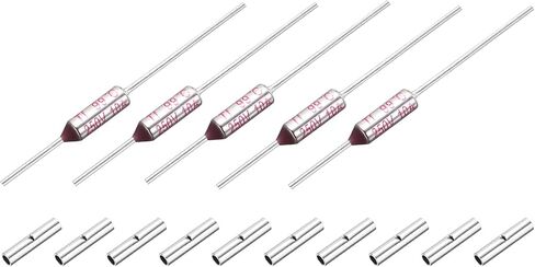 MECCANIXITY 5 قطع من الصمامات الحرارية لدرجة الحرارة المعدنية SF100 100C 212F 10A 250V قطع الصمامات الحرارية مع 10 قطع BN1.25 موصل بعقب طرفي مكشوف in Kuwait