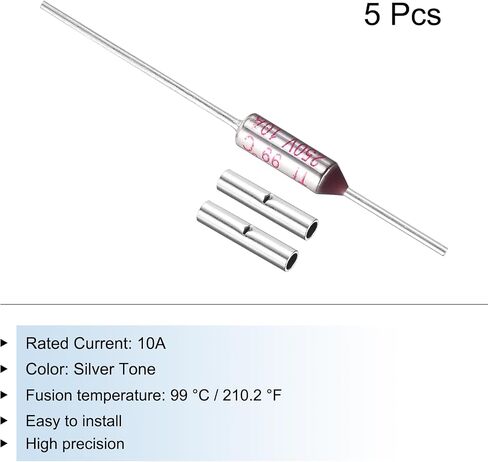 MECCANIXITY 5 قطع من الصمامات الحرارية لدرجة الحرارة المعدنية SF100 100C 212F 10A 250V قطع الصمامات الحرارية مع 10 قطع BN1.25 موصل بعقب طرفي مكشوف in Kuwait