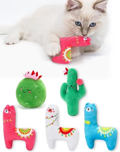 CiyvoLyeen 6Pcs Birthday Themed Catnip Toys Cat Birthday Gift Kitten Interactive Toys for Cat Lover Cake Crown Fish Soft Plush Catmint Pet Supplies Kitty Chew Kick Toys in Kuwait