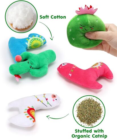 CiyvoLyeen 6Pcs Birthday Themed Catnip Toys Cat Birthday Gift Kitten Interactive Toys for Cat Lover Cake Crown Fish Soft Plush Catmint Pet Supplies Kitty Chew Kick Toys in Kuwait