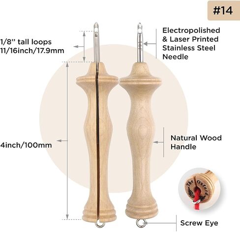 The Oxford Punch Needle #13 (3/16 inch Loop) Fine Point Punch Needle | Patented Design | Ergonomic Natural Wood Handle | Electropolished Steel Tip | Ideal for Rug Hooking in Saudi Arabia