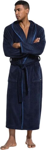 رداء SlumberMee رجالي من الصوف مع غطاء رأس فائق النعومة وطويل بطول كامل مع جيوب معطف منزلي فاخر in Kuwait