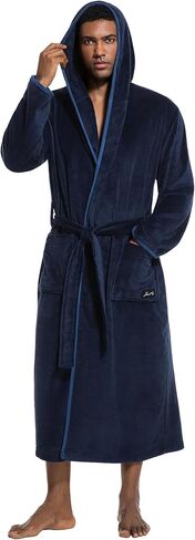 رداء SlumberMee رجالي من الصوف مع غطاء رأس فائق النعومة وطويل بطول كامل مع جيوب معطف منزلي فاخر in Kuwait