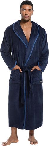 رداء SlumberMee رجالي من الصوف مع غطاء رأس فائق النعومة وطويل بطول كامل مع جيوب معطف منزلي فاخر in Kuwait