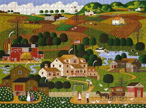 Buffalo Games - Charles Wysocki - Hoopla at the Harbour - 1000 قطعة بانورامزو للألغاز للبالغين - اللغز الذي يثقل بصفته ليالي اللعبة - الحجم النهائي هو 26.75 × 19.75 in Saudi Arabia