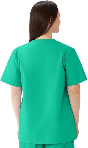 Medline Angelstat Women's Snap-Pront Jewel-Neckline Scrub Top ، اثنين من الجيوب ، اليشم ، الحجم L. in Saudi Arabia