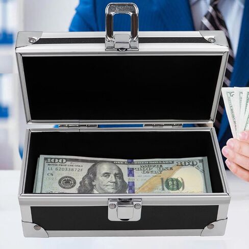 Lockable Cash Box, Aluminium Alloy Money Box for Cash, Money Holder, Cash Organizer, Single Row Currency Tray, Money Storage Box in Saudi Arabia
