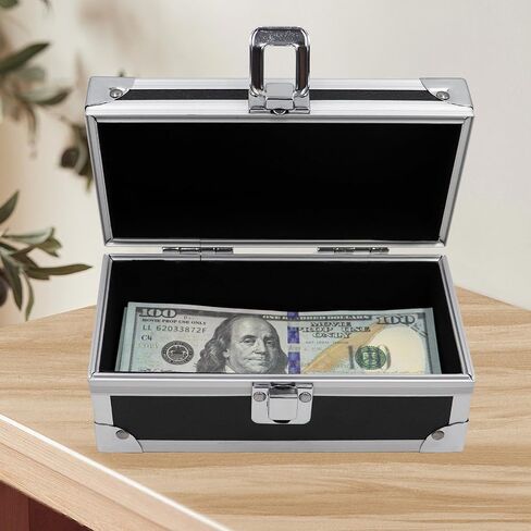 Lockable Cash Box, Aluminium Alloy Money Box for Cash, Money Holder, Cash Organizer, Single Row Currency Tray, Money Storage Box in Saudi Arabia