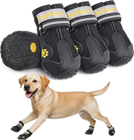 LOOBANI Dog Shoes Winter Snow Boots for Large Size Medium Dogs, Reflective Anti-Slip Paw Protectors for Rain Booties, Hot Pavement, Summer, Hardwood Floors, Running Water-Resistant Dog Shoes in Saudi Arabia