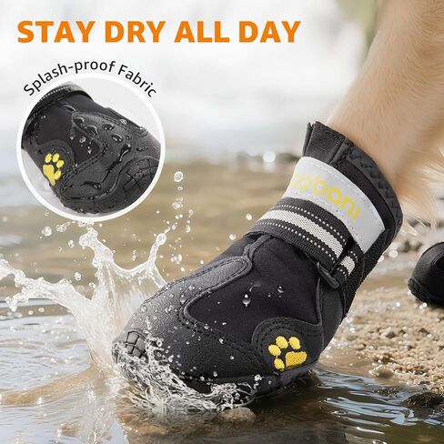 LOOBANI Dog Shoes Winter Snow Boots for Large Size Medium Dogs, Reflective Anti-Slip Paw Protectors for Rain Booties, Hot Pavement, Summer, Hardwood Floors, Running Water-Resistant Dog Shoes in Saudi Arabia