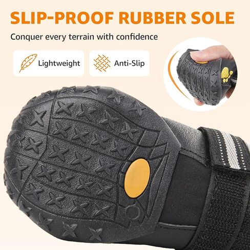LOOBANI Dog Shoes Winter Snow Boots for Large Size Medium Dogs, Reflective Anti-Slip Paw Protectors for Rain Booties, Hot Pavement, Summer, Hardwood Floors, Running Water-Resistant Dog Shoes in Saudi Arabia