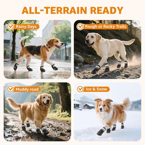 LOOBANI Dog Shoes Winter Snow Boots for Large Size Medium Dogs, Reflective Anti-Slip Paw Protectors for Rain Booties, Hot Pavement, Summer, Hardwood Floors, Running Water-Resistant Dog Shoes in Saudi Arabia