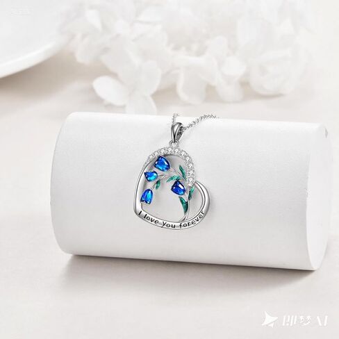 CRMAD Purple Tulips Necklace Sterling Silver Moonstone/Crystal/Cross Flower Tulips Jewelry Mother's Day Gifts in Kuwait