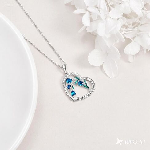 CRMAD Purple Tulips Necklace Sterling Silver Moonstone/Crystal/Cross Flower Tulips Jewelry Mother's Day Gifts in Kuwait