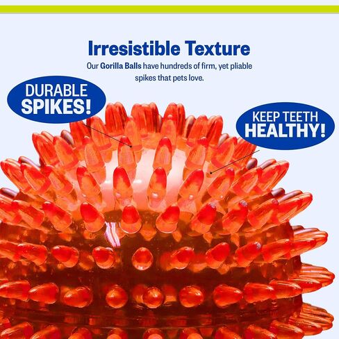 Petsport Gorilla spiky Ball - ألعاب الكرة الشاسعة للكلاب والجرى ، لعبة تفاعلية للملل ، معتمدة من غير سامة ، داخلية وخارجية - 4 "(حزمة 3) in Kuwait